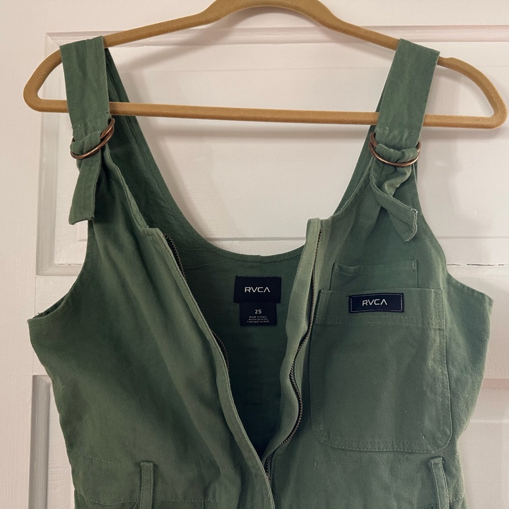 RVCA Olive Green Sleeveless Utility Jumpsuit - Picture 2 of 2
